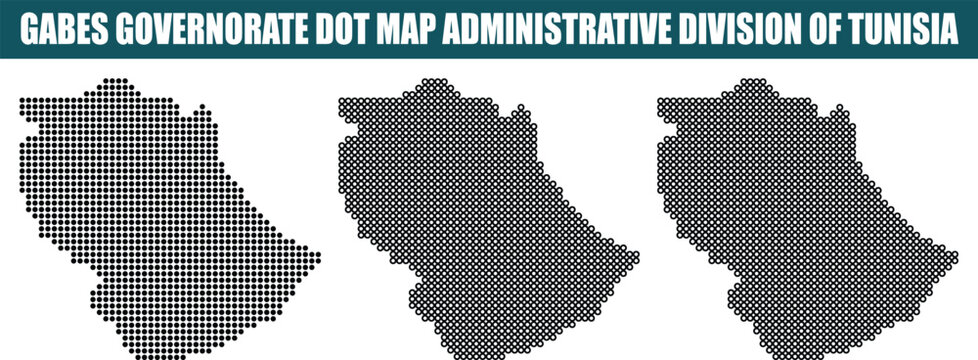 Gabes Governorate Administrative Division Dot Map of Tunisia
