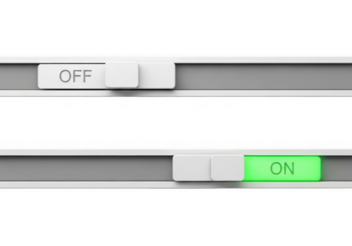 Realistic digital on off toggle switch slider button isolated on transparent background for web, app, and ui design projects - Powered by Adobe