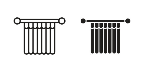 Shower curtain icon element in flat simple style. Thin stroke editable icons