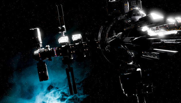 Futuristic spaceship soaring through the vast galaxy