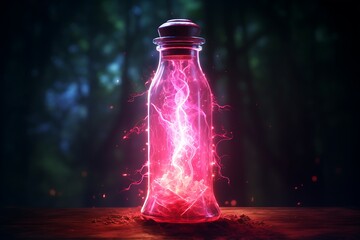 magical colorful lightning in a bottle