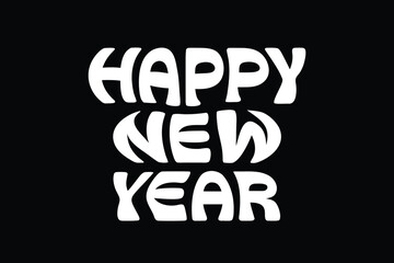 Happy New Year script text hand lettering. Design template Celebration typography poster, banner or greeting card for Merry Christmas and happy new year. Vector Illustration