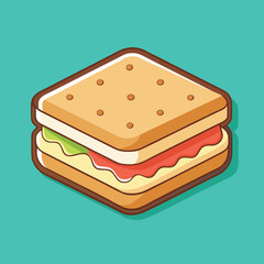 Cute Ice Cream Sandwich Dessert with Colorful Layers – Cartoon Vector Illustration