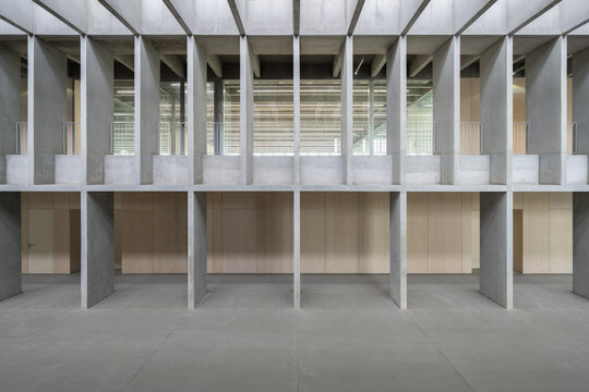 Brutalist architecture of a university campus building