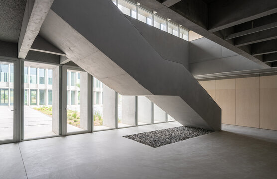 Brutalist university campus with concrete design