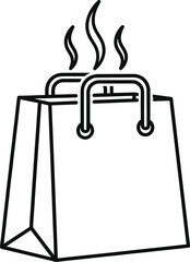 Hot shopping bag line art icon depicting a trending item or special offer