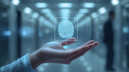 hand with biometric technology