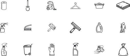 A collection cleaning tools and supplies illustrations