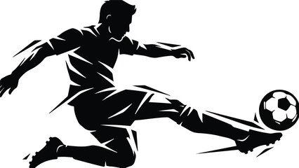 Dynamic vector illustration of a soccer player kicking a football © StockStudio