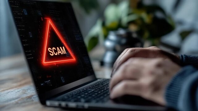 Digital scam notice: phishing threat, vishing attack, smishing fraud, fake email, romance scam, lottery lure, investment fraud, identity theft, entrepreneur deception, junk message, virtual threat