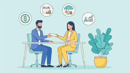 Financial planning, investment, and insurance consultation illustration