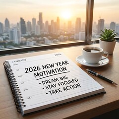 Happy New Year 2026. Motivation Poster
