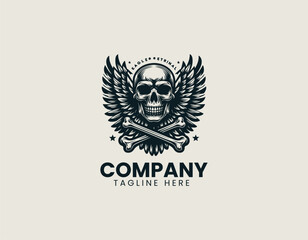Fototapeta premium Eagle Of Eternal Skull Power black vector logo illustration