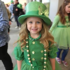 girl in a green hat on st patricks day