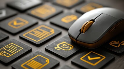 Eudr compliance concept showing computer mouse on icons representing verification, traceability and regulatory reporting for sustainability