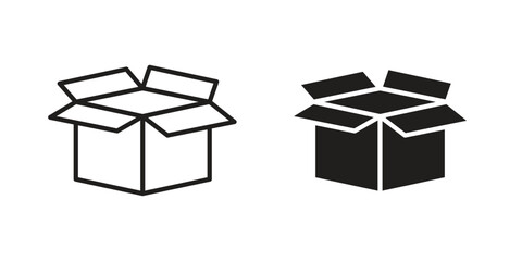 Unpacking icon element in flat simple style. Thin stroke editable icons