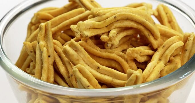 Indian Spicy Namkeen Food Ghatiya and papdi also know as Ganthiya or Gathiya are deep fried snack made from chickpea flour. They are a popular teatime snack in Gujarat