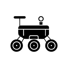 Modern black silhouette robot rover icon for space exploration technology and science projects.