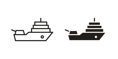 Obraz premium Warship icon element in flat simple style. Thin stroke editable icons