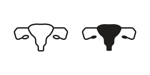 Uterus icon element in flat simple style. Thin stroke editable icons