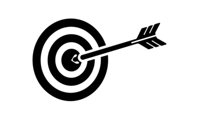 Black Target with Arrow Silhouette Goal Concept Transparent Background