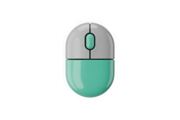 Modern and ergonomic two-tone wireless computer mouse featuring a vibrant light green and gray design isolated on transparent background