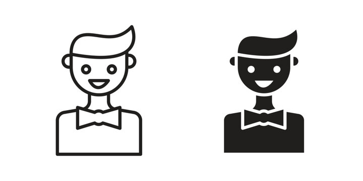 Ventriloquist icon element in flat simple style. Thin stroke editable icons