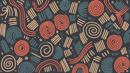 Fototapeta premium Vibrant abstract pattern with swirling shapes and lines