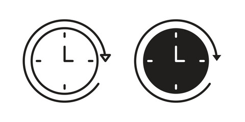 Wait time icon element in flat simple style. Thin stroke editable icons