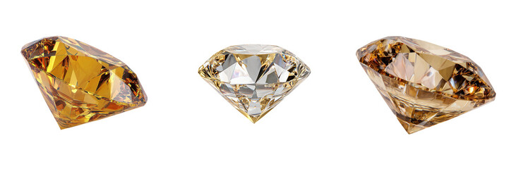 Set of Close-up of luxury gold diamond cufflinks, highlighting exquisite craftsmanship on transparent png background. Ai generated