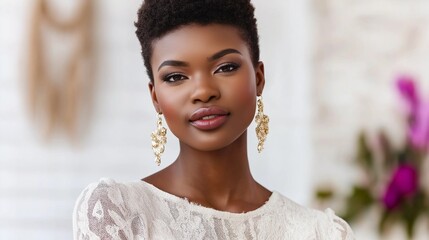 A trendy fashion shoot with a model wearing a light-colored outfit