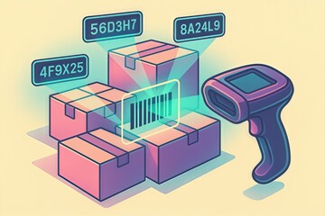 Innovative Inventory Management System Incorporating Barcode Scanning Featuring Colorful Packaging and Efficient Logistics Solutions Enhancing Warehouse Efficiency