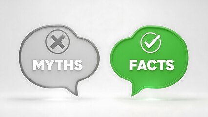 Visual illustration distinguishing between myths and facts with contrasting symbols