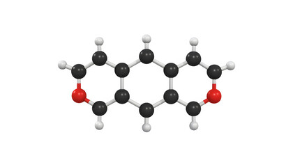 Naphthalene molecule structure ball and stick model