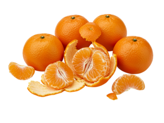 Fresh ripe tangerines isolated on a white background