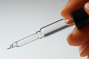 A Hand Holding a Dropper in a Softly Lit Environment