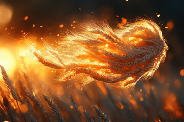 Golden Wheat Stalks Swaying Gracefully in the Morning Breeze