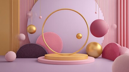 A clean, minimalist 3D rendering featuring a circular display pedestal (podium).