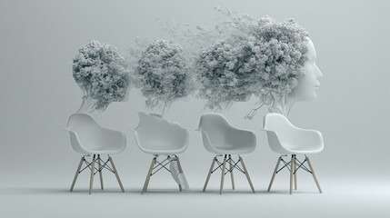 A modern office interior with armchair.