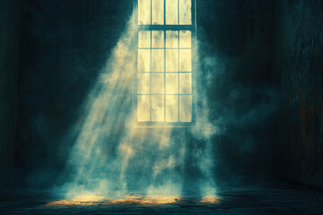 Soft Dust Particles Dancing in the Sunbeam Through a Vintage Window
