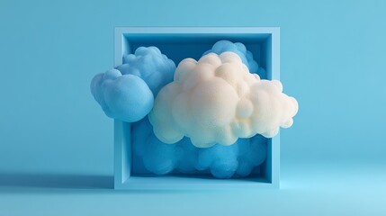 A cloud computing concept on blue background.