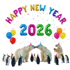 Happy new year 2026 isolated on transparent background