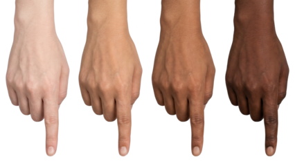 Pointing Down: Diverse Hand Tones Indicating Below