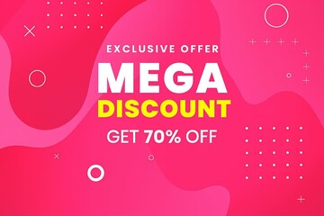 Vibrant pink abstract background with mega discount get 70 off text for exclusive offer and sale promotion