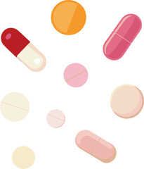 Medical pills capsules tablets illustration set isolated on white background healthcare pharmacy vector icons