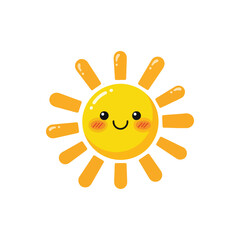 Cheerful Yellow Cartoon Sun with a Big Smiling Face and Rays