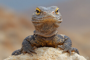 Sunlight Illuminates the Scaly Back of a Desert-Dwelling Lizard