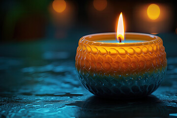 Warm Light and Shadow from a Scented Candle Flame