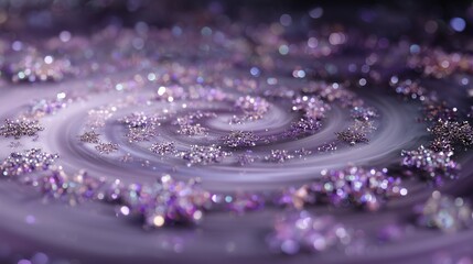 metallic silver snowflakes vortex in magical ethereal winter atmosphere