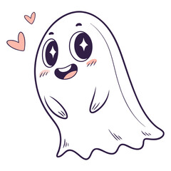 Obraz premium Sweet Cartoon Ghost Character Graphic Asset